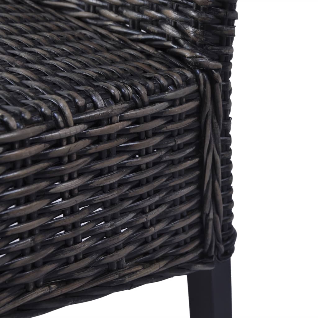 vidaXL Dining Chairs 6 pcs Black Kubu Rattan and Mango Wood 6
