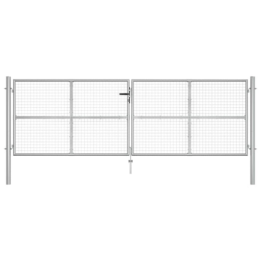 vidaXL Garden Gate Galvanised Steel 400x125 cm Silver 2