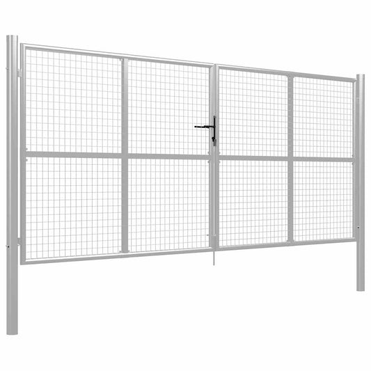 vidaXL Garden Gate Galvanised Steel 400x150 cm Silver 2