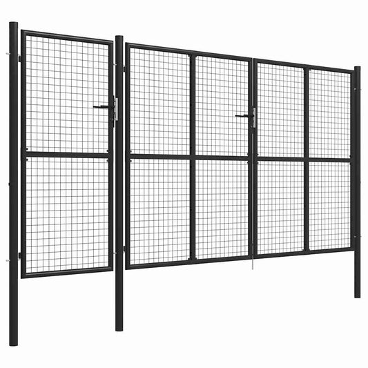 vidaXL Garden Gate Steel 400x150 cm Anthracite 2