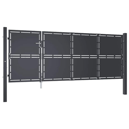 vidaXL Garden Gate Steel 350x125 cm Anthracite 2