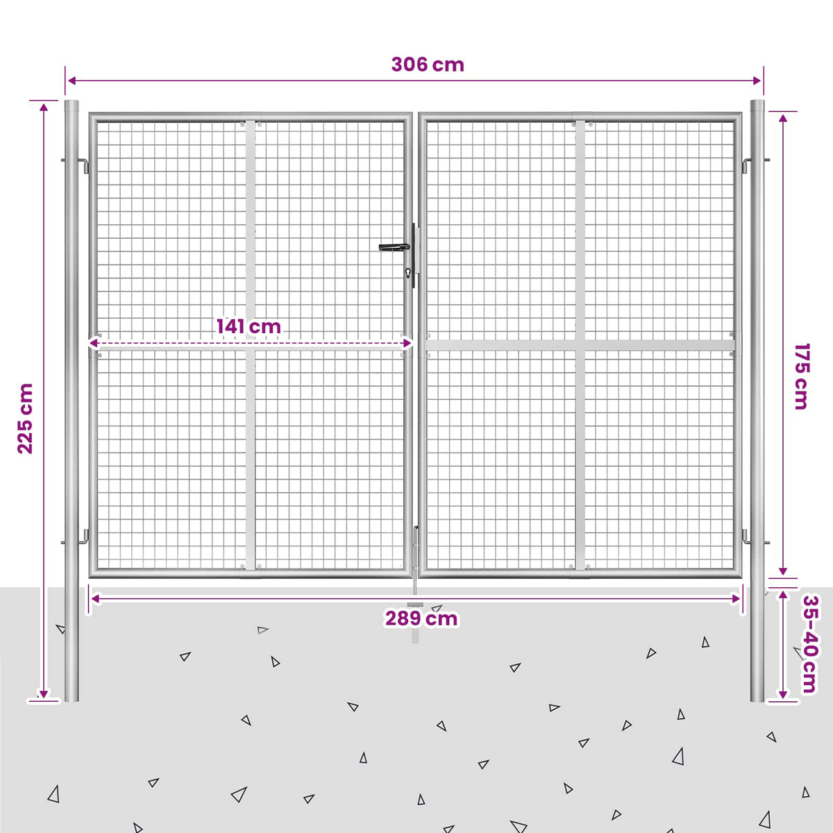 vidaXL Garden Gate Galvanised Steel 306x175 cm Silver 5