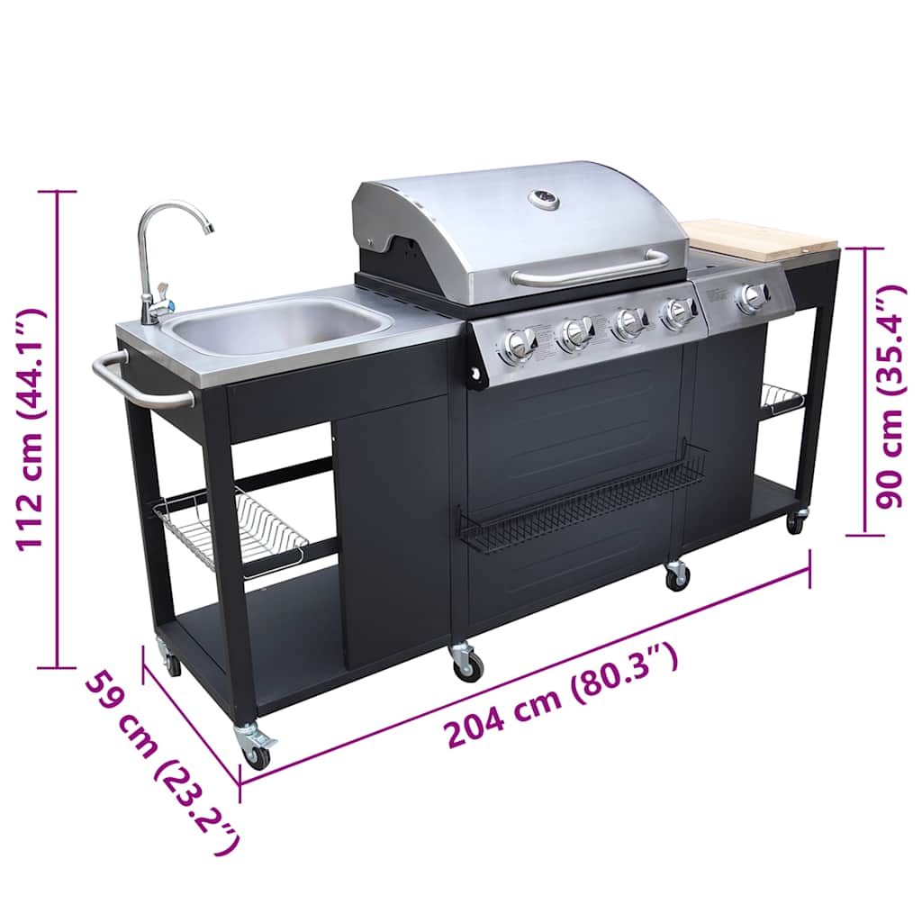 vidaXL Outdoor Kitchen Barbecue Montana 4 Burners 5
