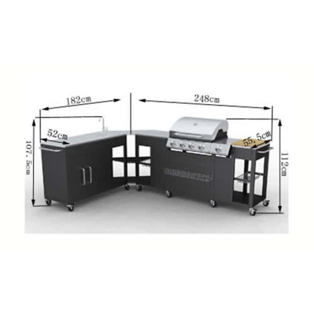 vidaXL Outdoor Kitchen Barbecue Missouri 4 Burners 6