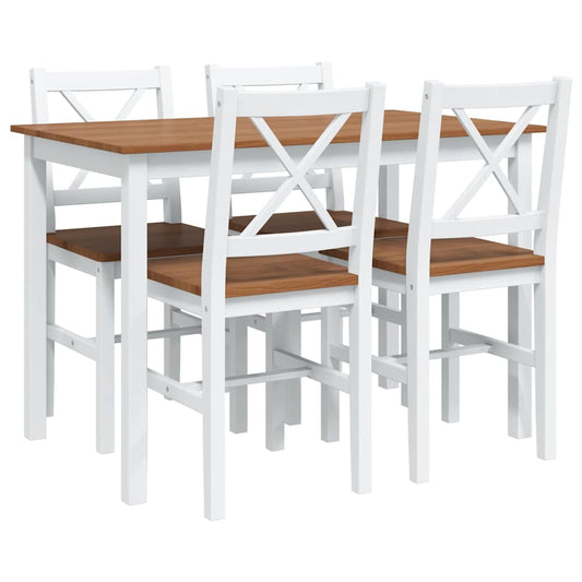 240884 vidaXL 5 Piece Dining Set Brown and White 2