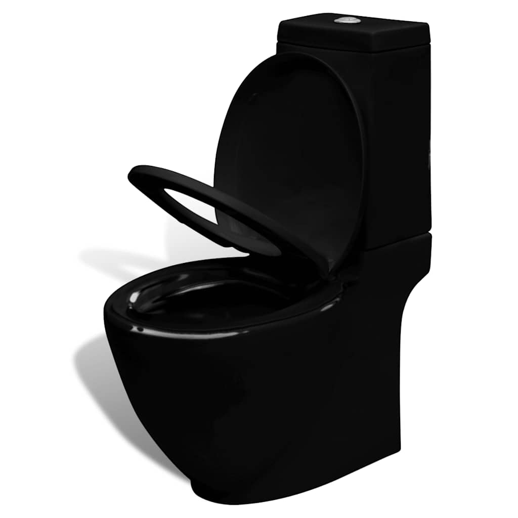 Stand Toilet & Bidet Set Black Ceramic 6