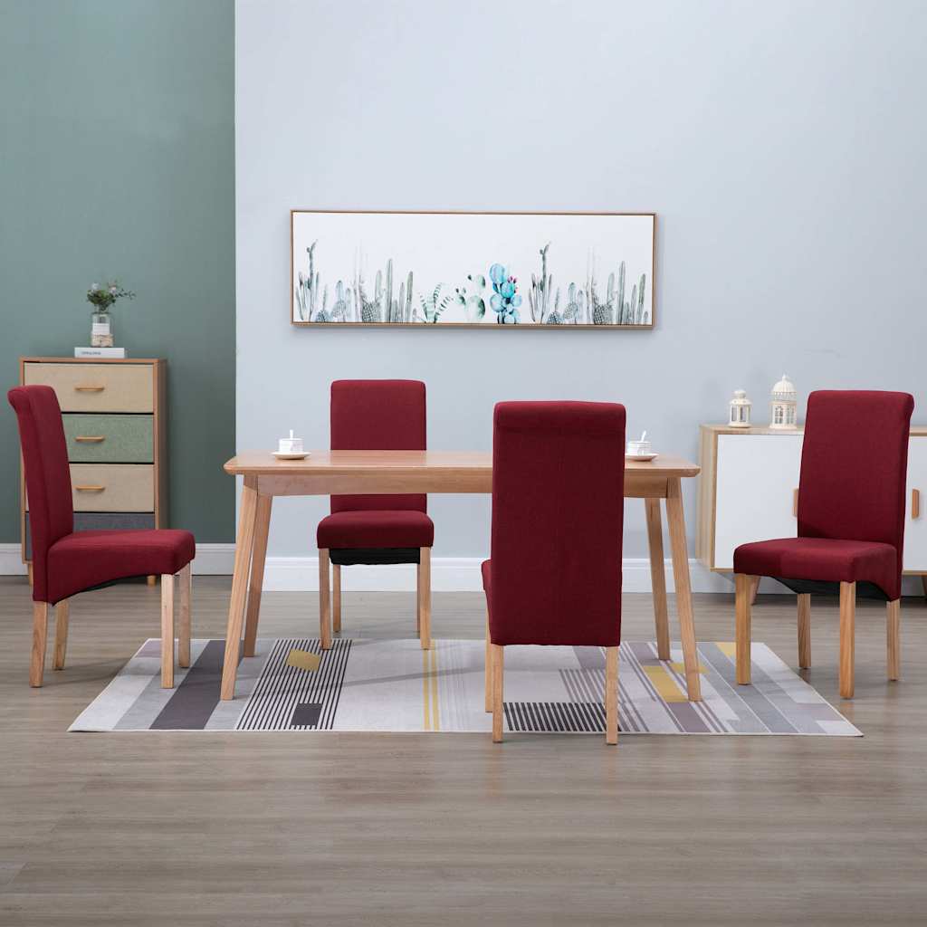 Dining Chairs Fabric Red 4
