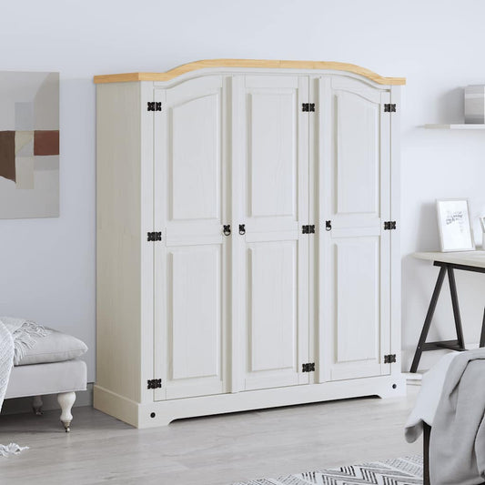 282622 vidaXL Wardrobe Mexican Pine Corona Range 3 Doors White 2