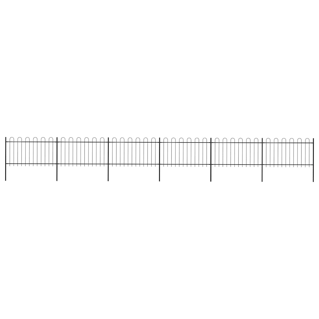vidaXL Garden Fence with Hoop Top Steel 337x100 cm Black