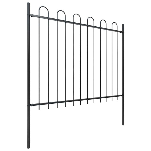 vidaXL Garden Fence with Hoop Top Steel 1172x150 cm Black 2