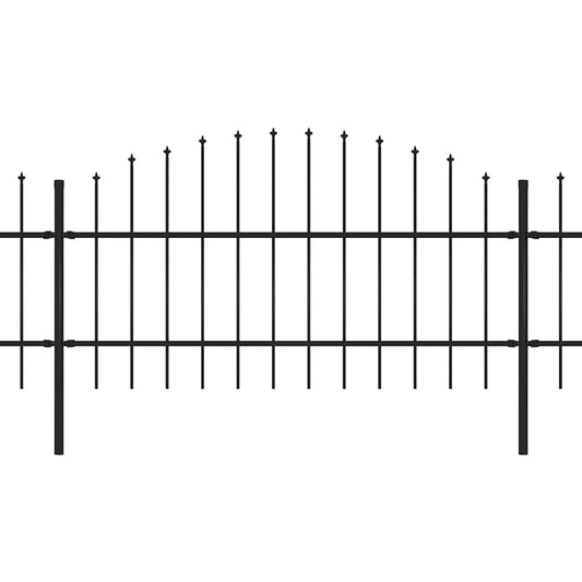 vidaXL Garden Fence with Spear Top Steel 1506x100 cm Black 2