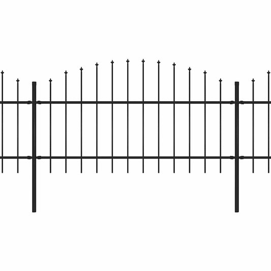 vidaXL Garden Fence with Spear Top Steel 1339x125 cm Black 2