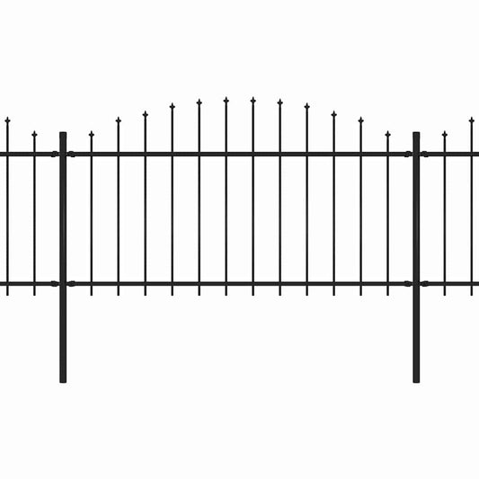 vidaXL Garden Fence with Spear Top Steel 1172x150 cm Black 2
