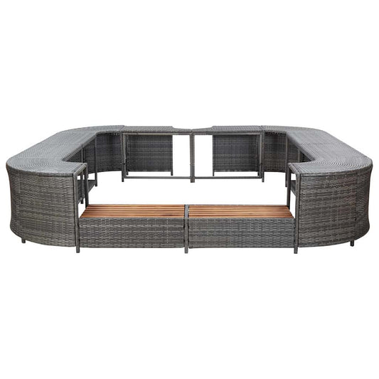 vidaXL Spa Surround | Grey | PE rattan, powder-coated steel, solid acacia wood 2