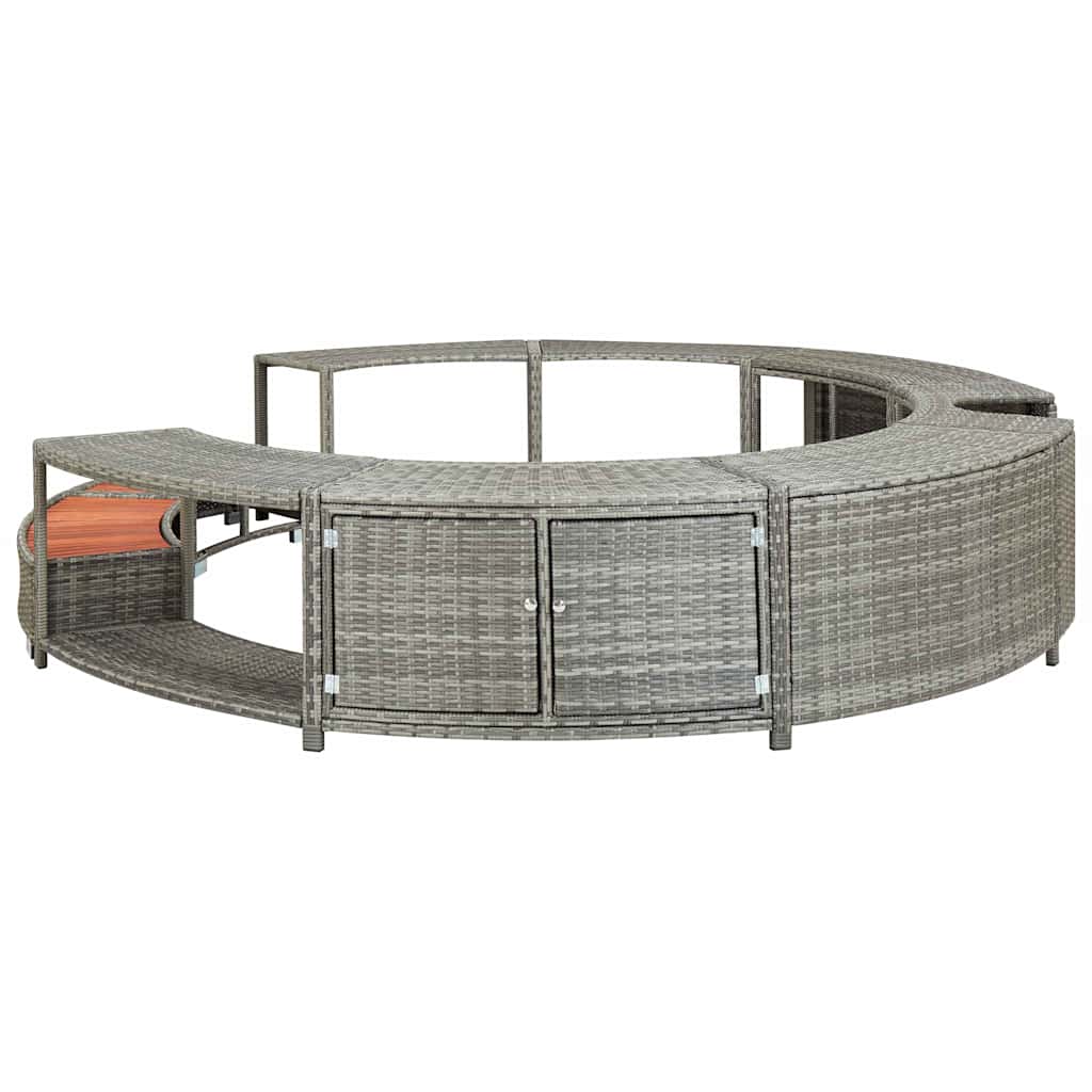 vidaXL Hot Tub Surround Grey Poly Rattan 6