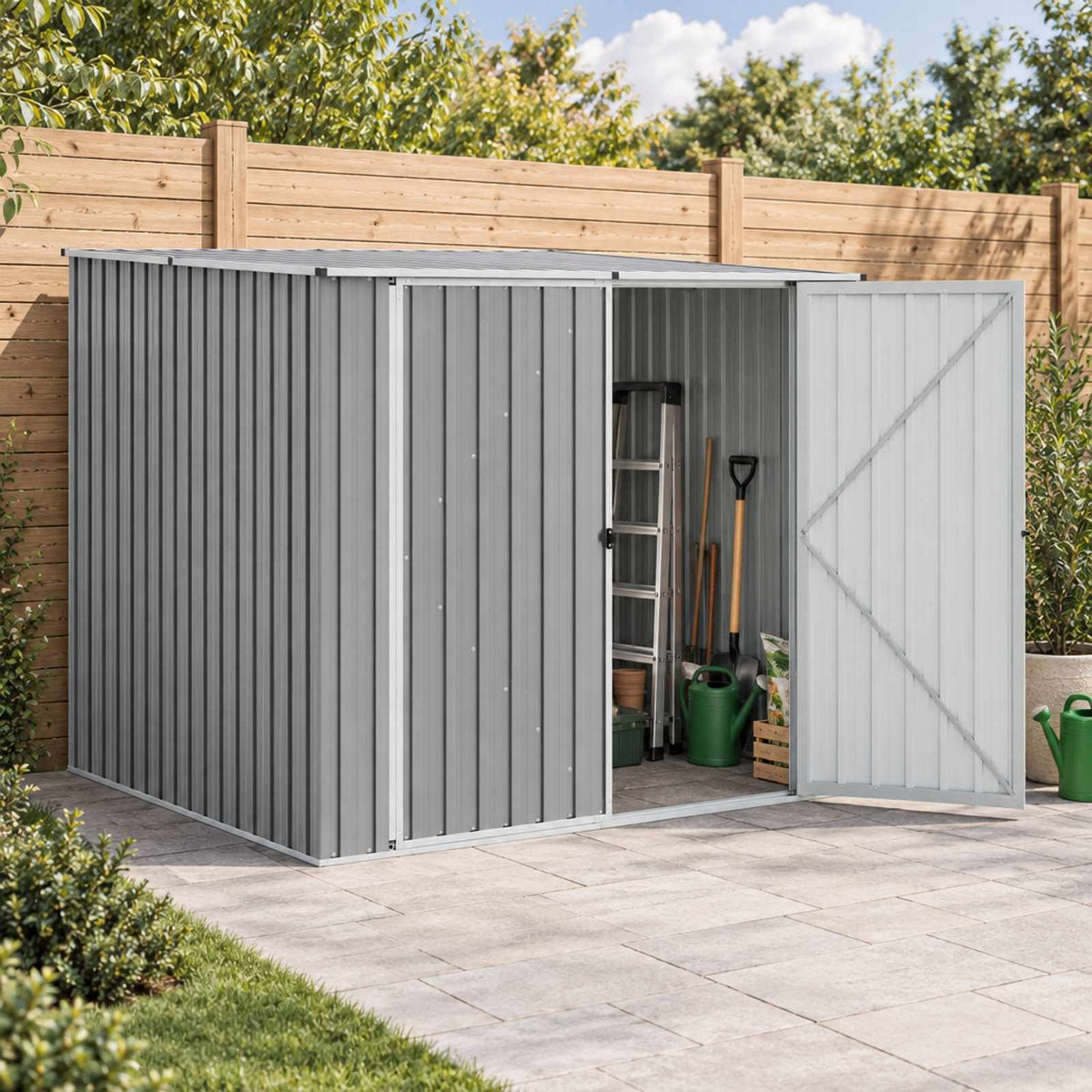 Garden Shed 195x198x159 cm Galvanised Steel Grey
