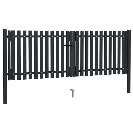 Double Door Fence Gate Steel Anthracite 300 x 125 cm