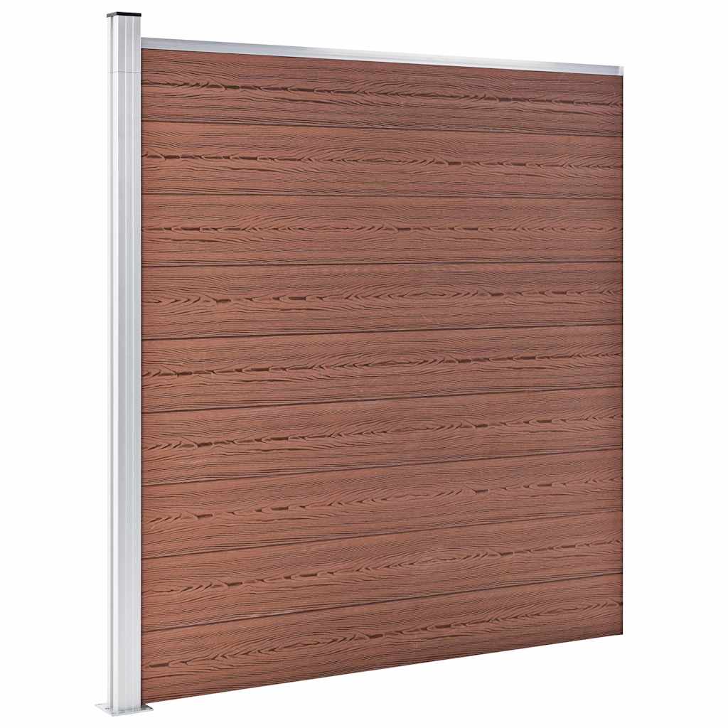 vidaXL WPC Fence Set 4 Square + 1 Slanted 792x186 cm Brown 6