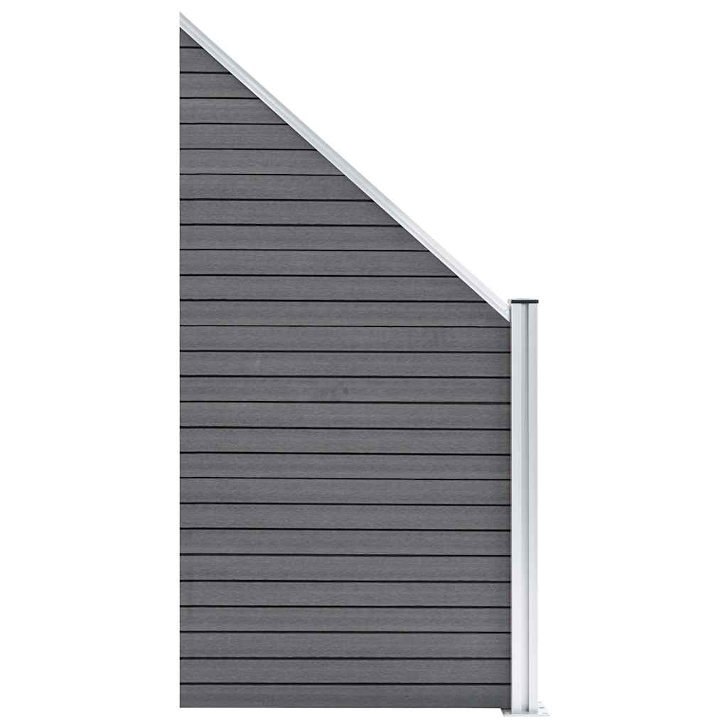 vidaXL WPC Fence Set 2 Square + 1 Slanted 446x186 cm Grey 6