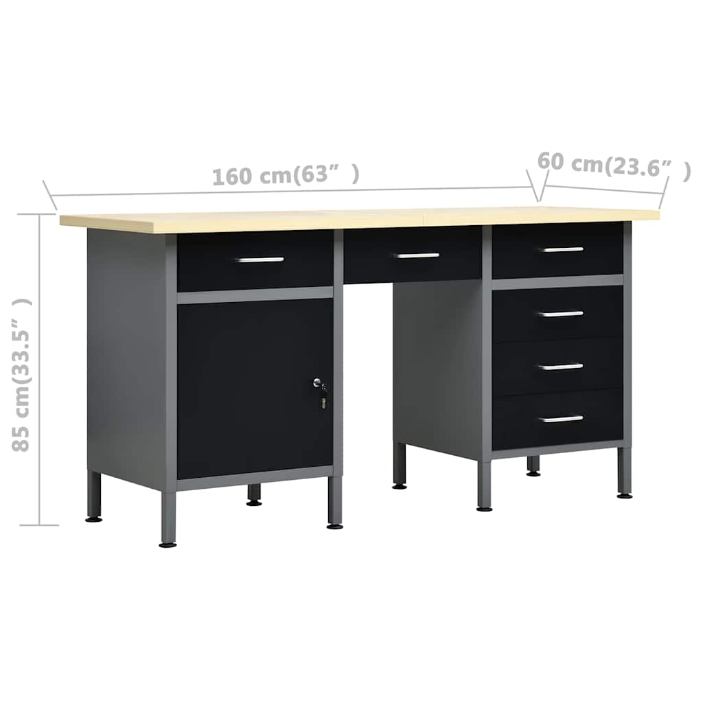 vidaXL Workbench with Four Wall Panels and Two Cabinets 6