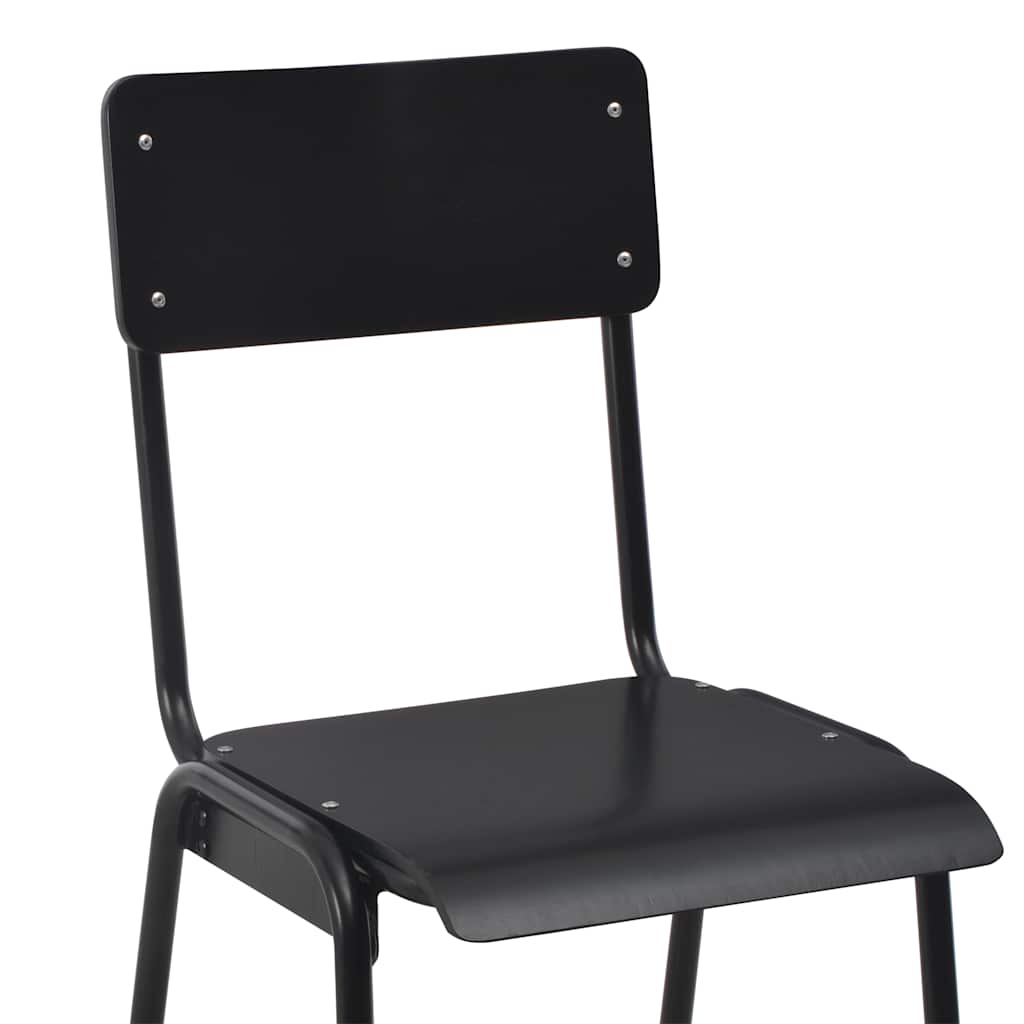vidaXL Bar Stools 6 pcs Black Solid Plywood Steel 6