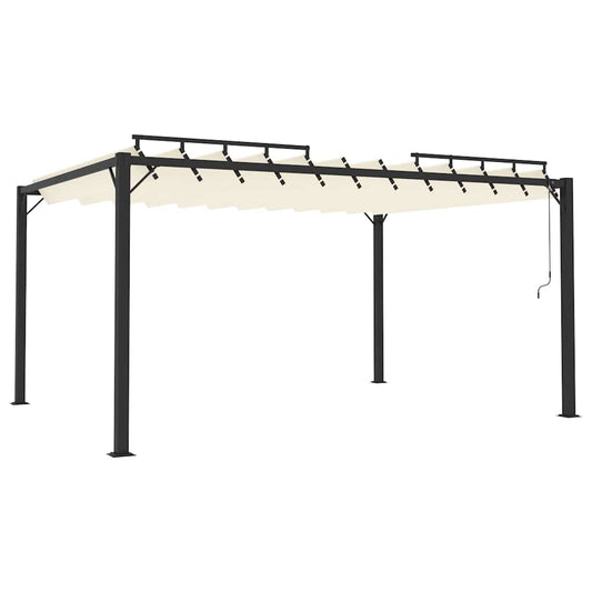313927 vidaXL Gazebo with Louvered Roof 3x4 m Cream Fabric and Aluminium 2