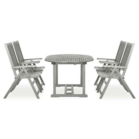 5 Piece Garden Dining Set Solid Wood Acacia 4 Oval
