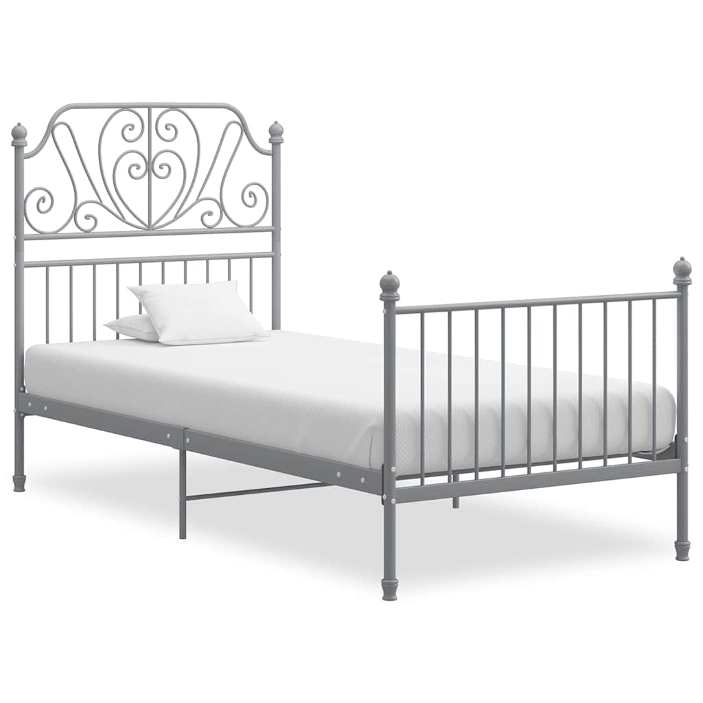 Bed Frame without Mattress Metal Grey 100 x 200 cm
