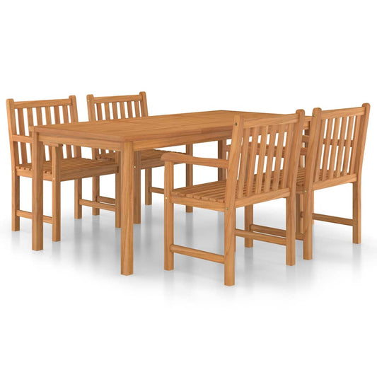 vidaXL 5 Piece Garden Dining Set 180x90 cm Solid Teak Wood 2