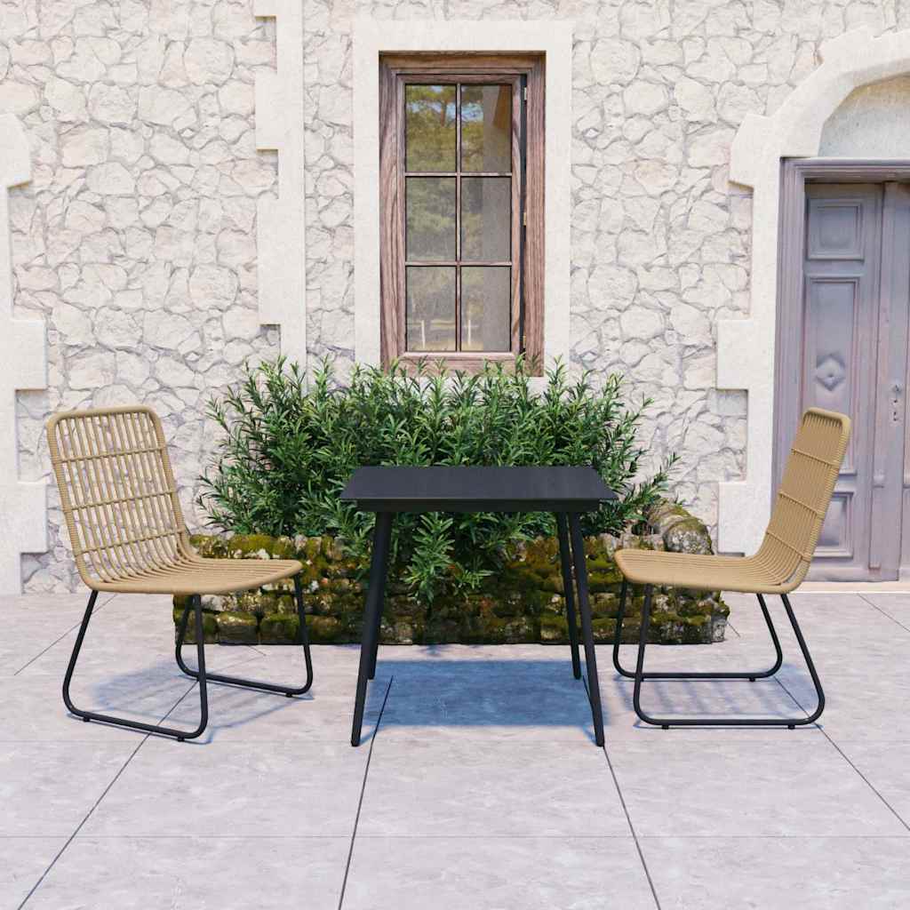 vidaXL 5 Piece Outdoor Dining Set Poly Rattan and Glass