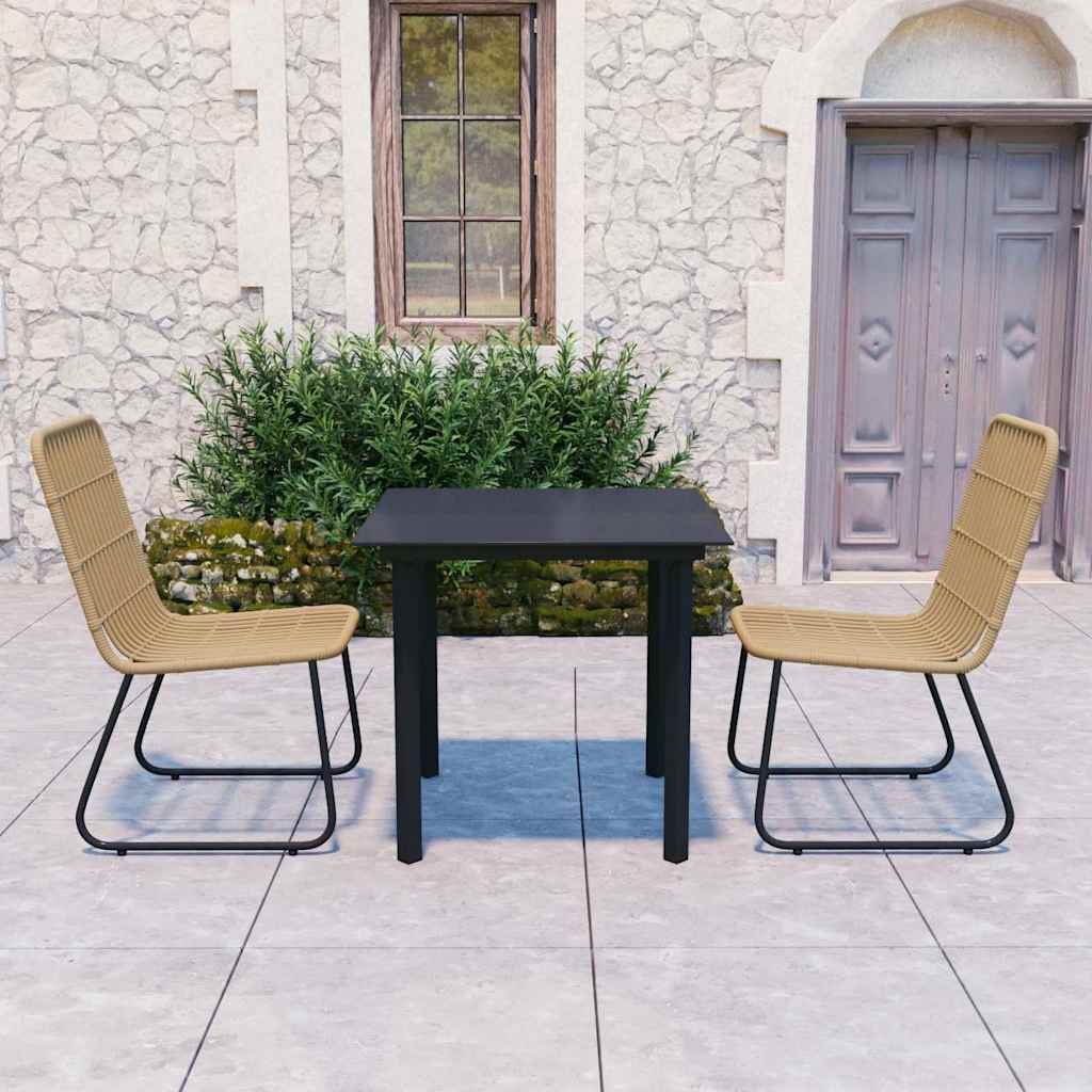 vidaXL 5 Piece Outdoor Dining Set Poly Rattan and Glass