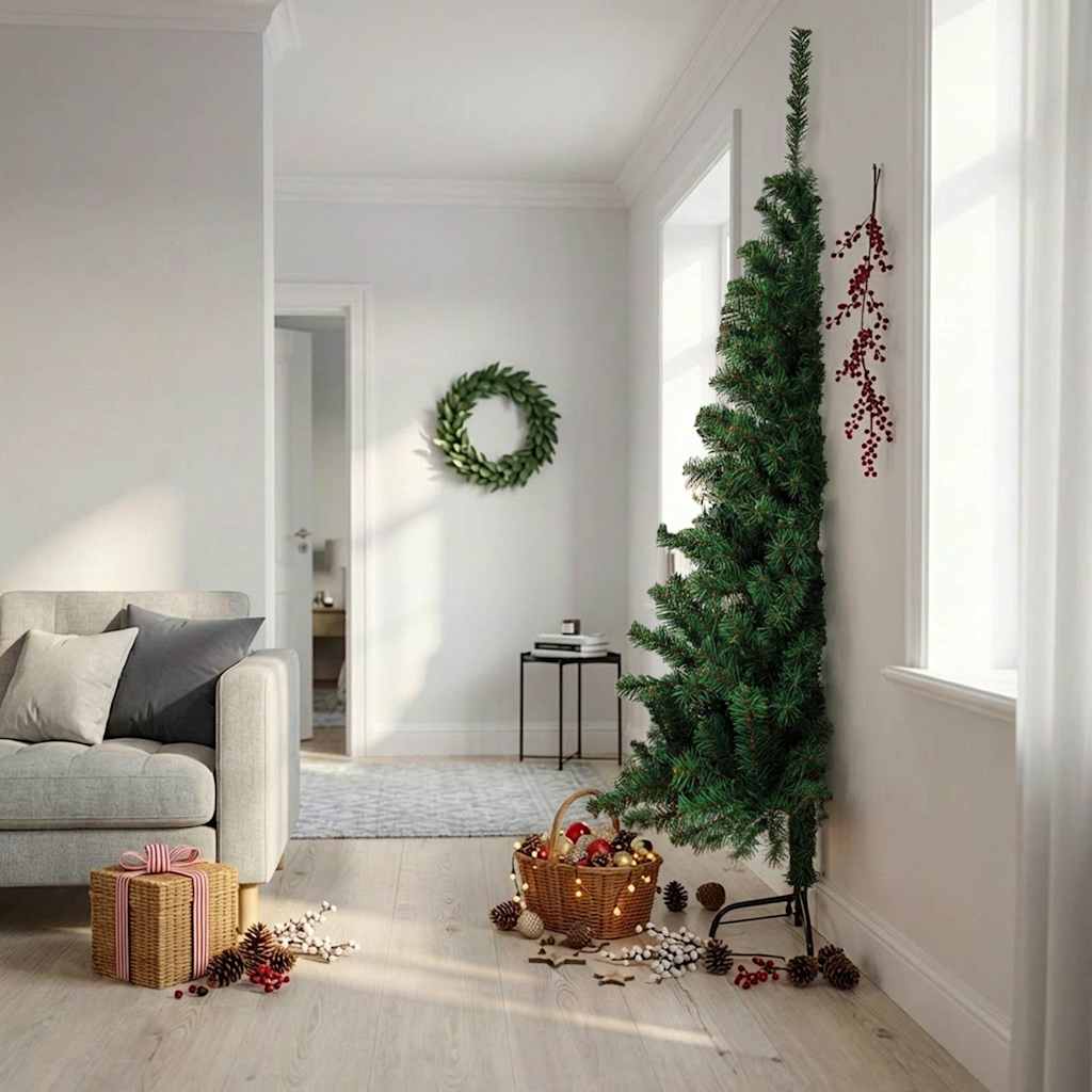 vidaXL Artificial Half Christmas Tree with Stand PVC 240 cm