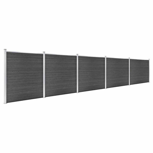 vidaXL Fence Panel Set WPC 872x186 cm Black 2