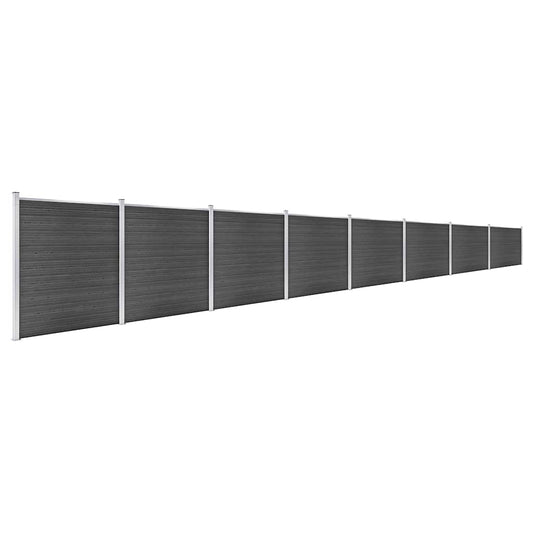vidaXL Fence Panel Set WPC 1391x186 cm Black 2
