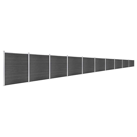 vidaXL Fence Panel Set WPC 1737x186 cm Black 2