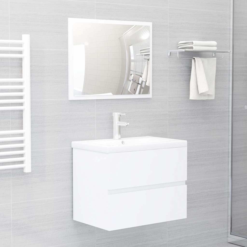 Bathroom Furniture Set Engineered Wood Depth 38.5 cm with Faucet Width 60 cm White