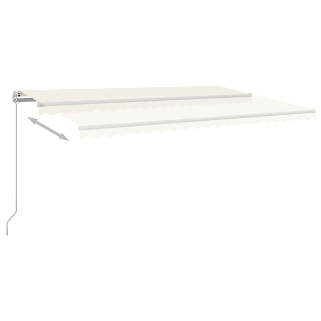 vidaXL Manual Retractable Awning with LED 500x300 cm Cream 6