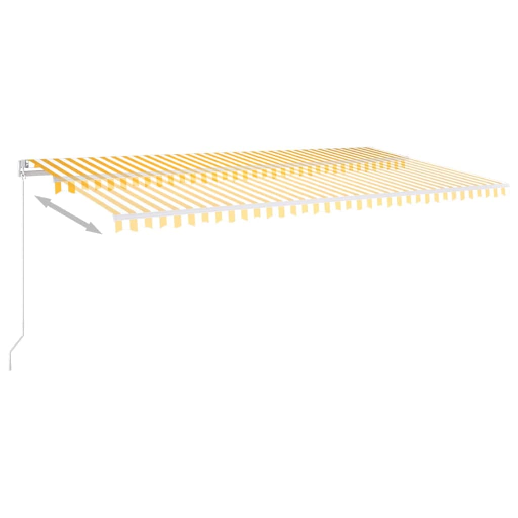 vidaXL Manual Retractable Awning with LED 600x300 cm Yellow and White 6