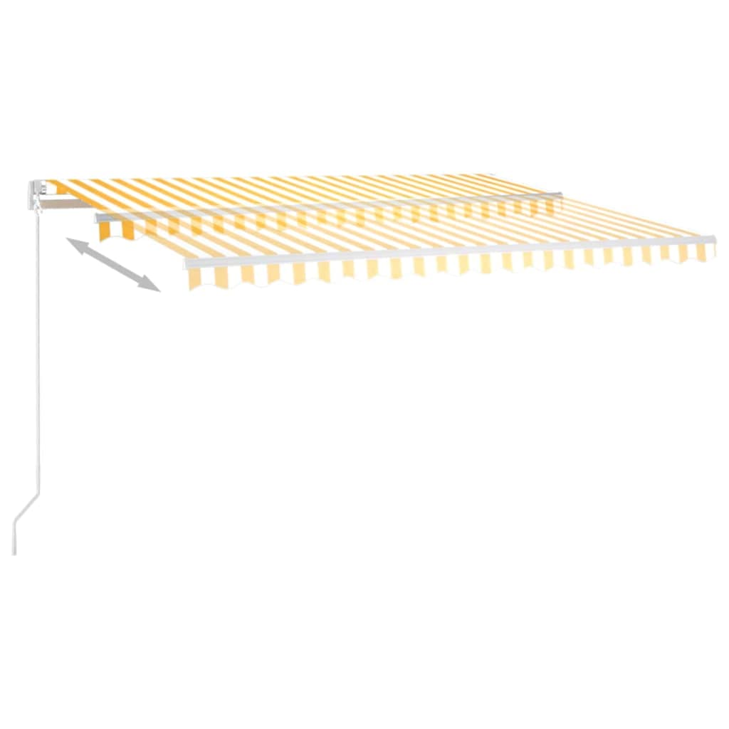 vidaXL Manual Retractable Awning with LED 450x350 cm Yellow and White 6