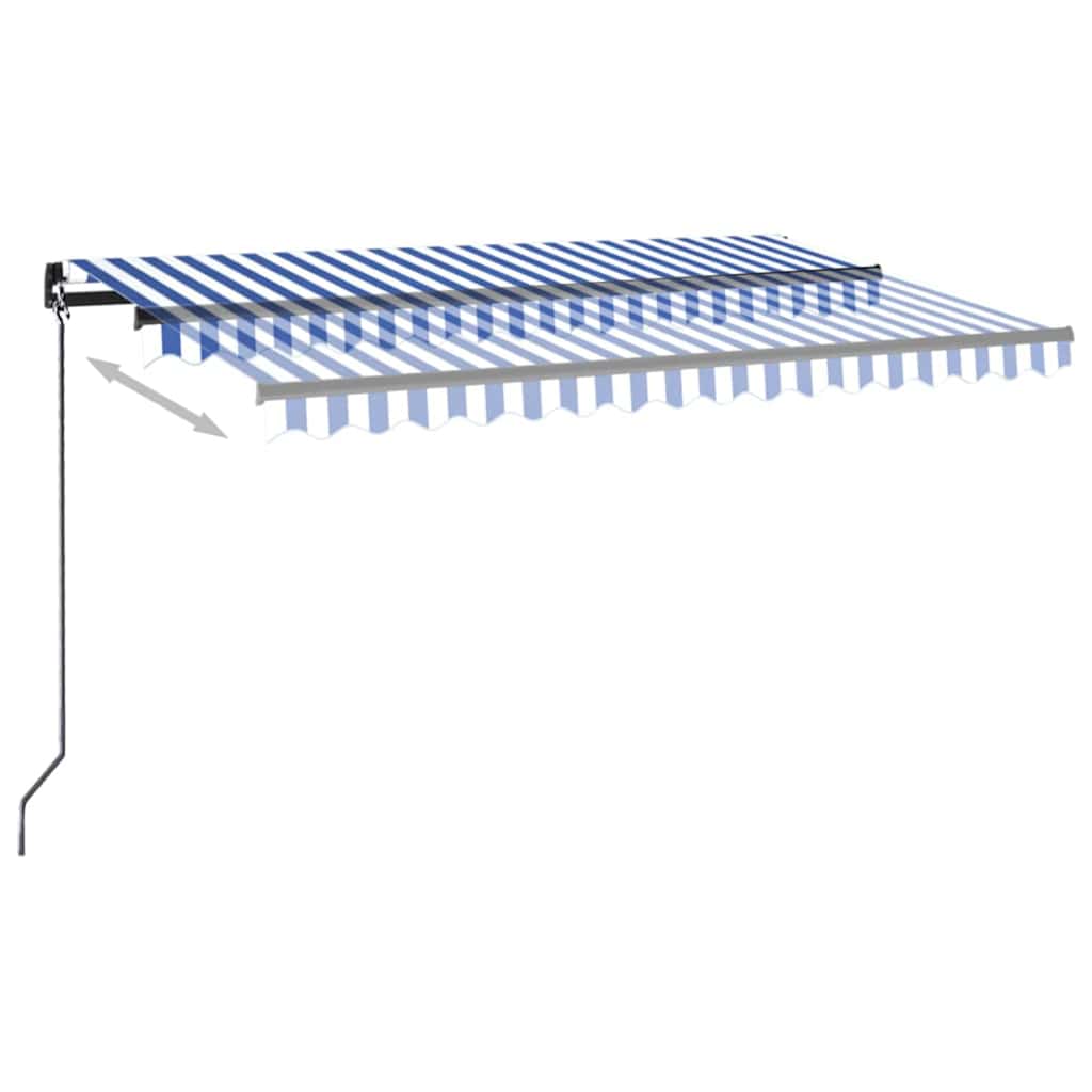 vidaXL Manual Retractable Awning with LED 400x350 cm Blue and White 6