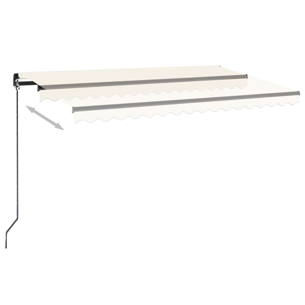 vidaXL Manual Retractable Awning with LED 450x350 cm Cream 6