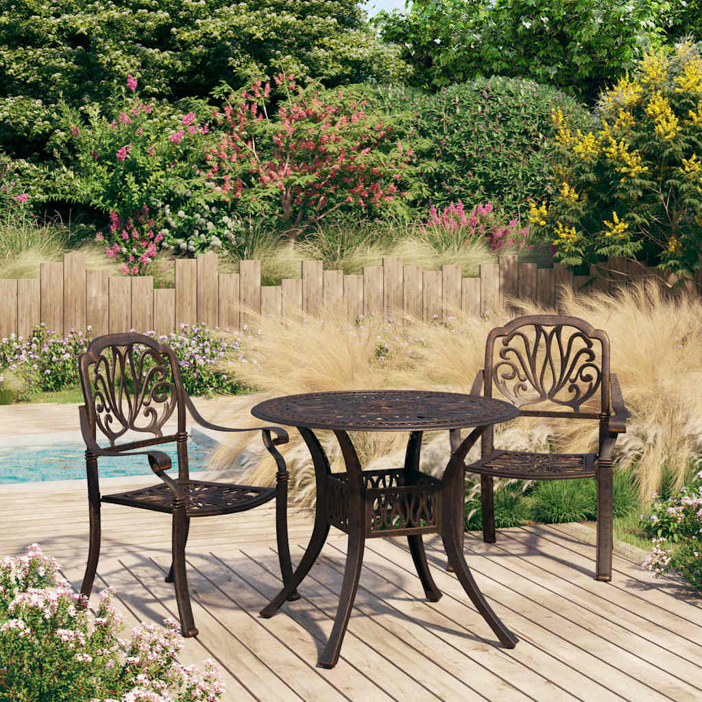 3 Piece Bistro Set Cast Aluminium Bronze 2