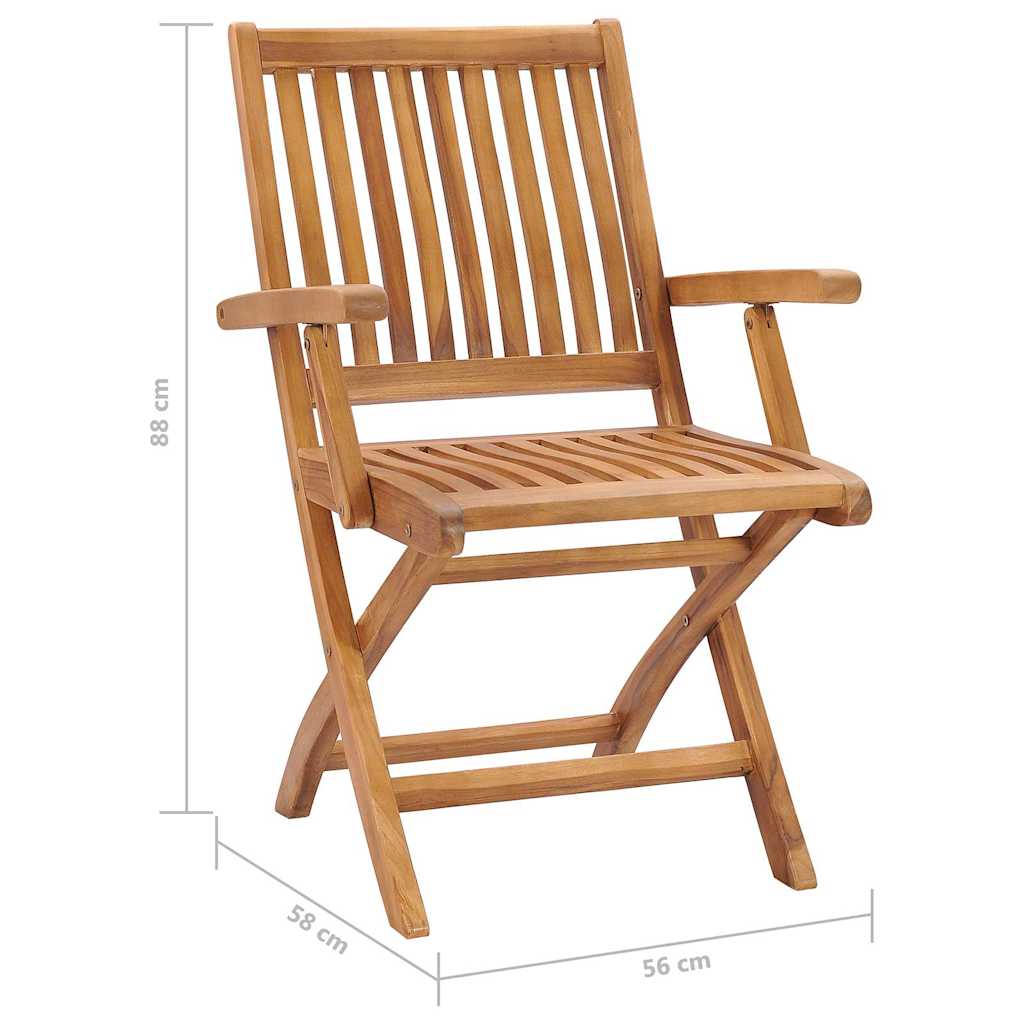 vidaXL Folding Chairs 6 pcs Solid Teak Wood 5