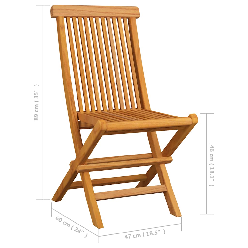 vidaXL Folding Chairs 8 pcs Solid Teak Wood 5