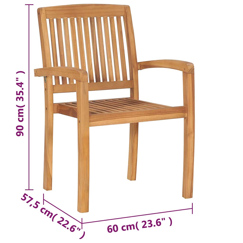 vidaXL Stacking Garden Chairs 8 pcs Solid Teak Wood 5
