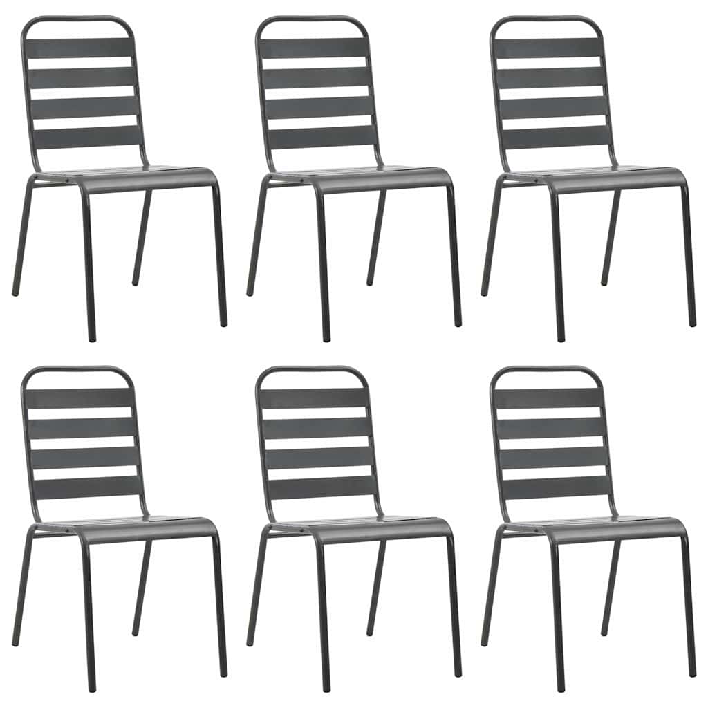 vidaXL 7 Piece Garden Dining Set Steel Dark Grey 6
