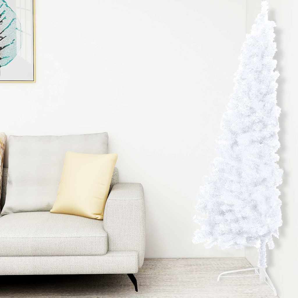 Artificial Half Pre-lit Christmas Tree with Ball 120 cm White with 60 white/grey balls