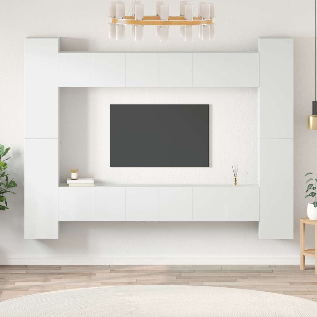 10 Piece TV Cabinet Set Engineered Wood Width 60 cm White