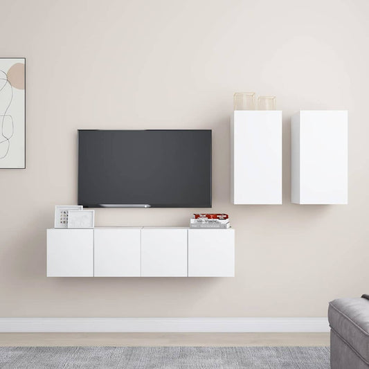4 Piece TV Cabinet Set Engineered Wood Width 60 cm White