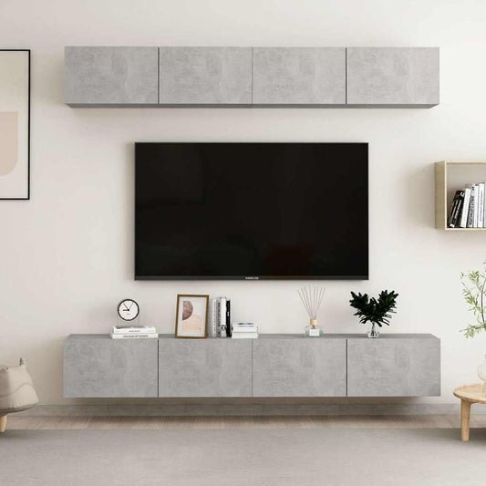 4 Piece TV Cabinet Set 100x30x30 cm Engineered Wood Concrete grey